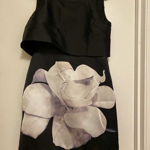 NWT INA Black & White Floral Sheath Dress Size Large - Picture 3 of 4